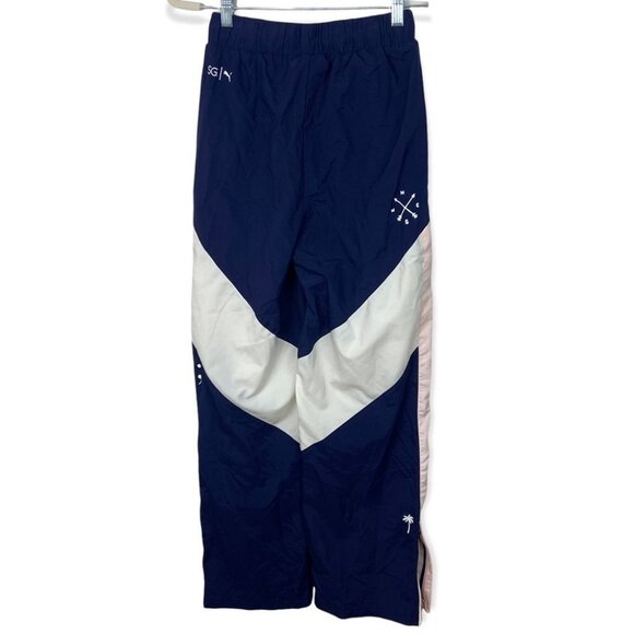 Selena Gomez Puma Bold Rugby Track Pants Oversized Blue White Size XS Stretch - Picture 6 of 16